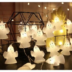 Decor Halloween Ghost Light 16.4 ft 30 LED Spooky Light Outdoor String Lamp X2